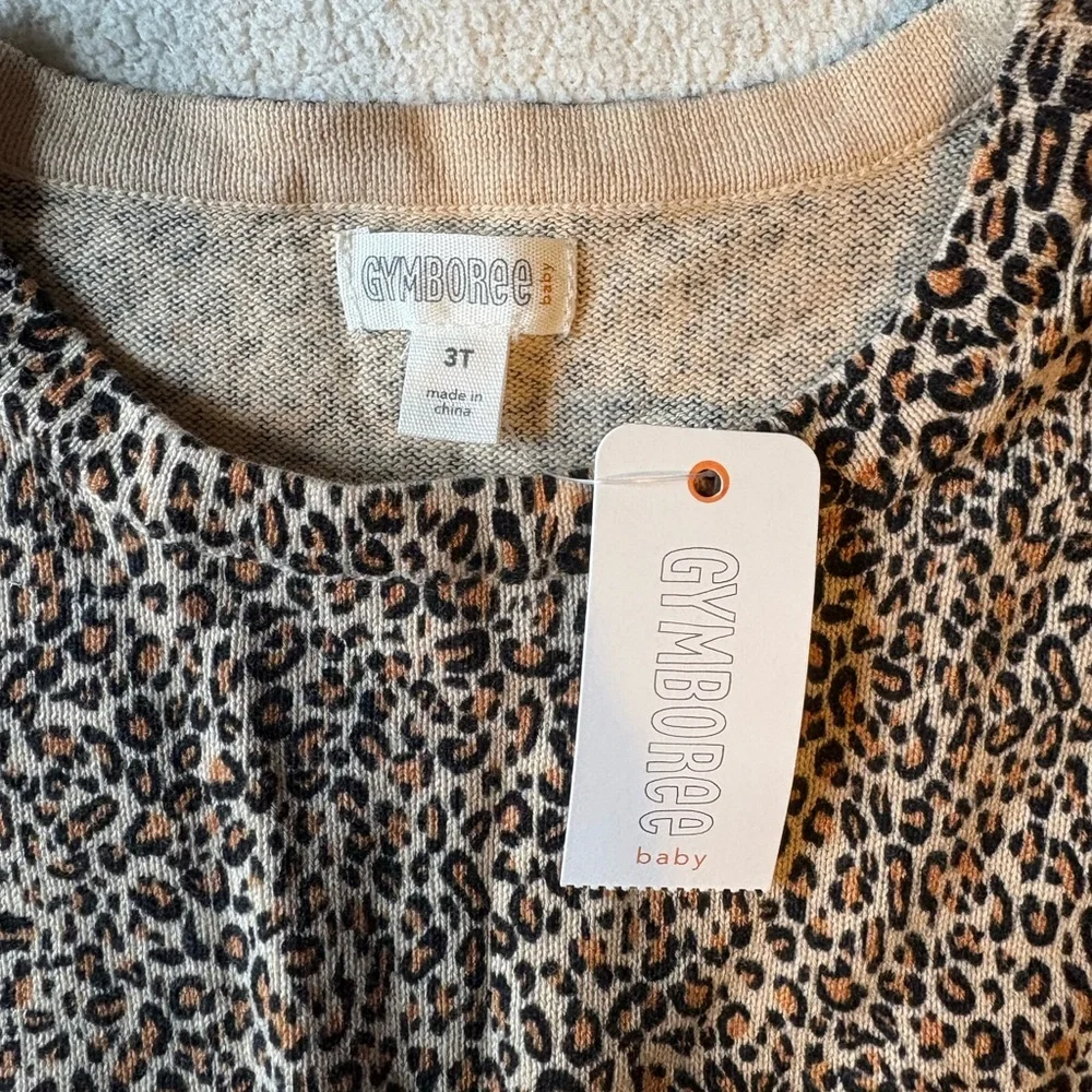 Gymboree NWT Tan and Black Animal Print Long Sleeve Dress, Sz 3T - Picture 2 of 6